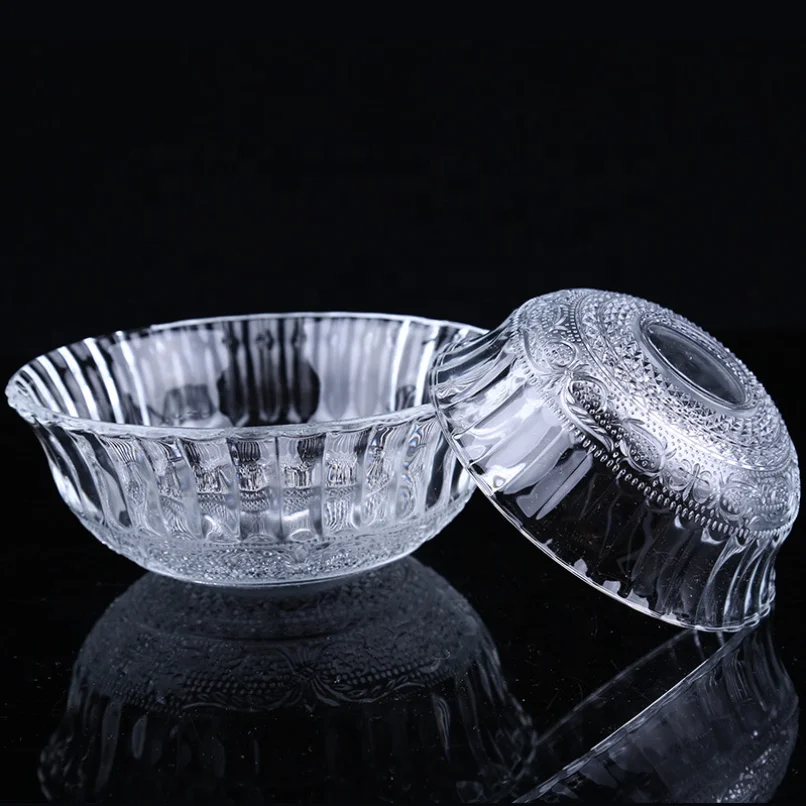 Wholesale diamond glass bowl plate set for kitchen