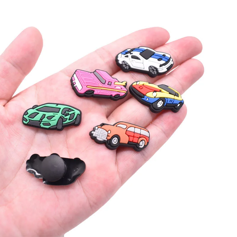Wholesale customized car charm racing truck red sports car yellow car charm soft PVC shoe decoration