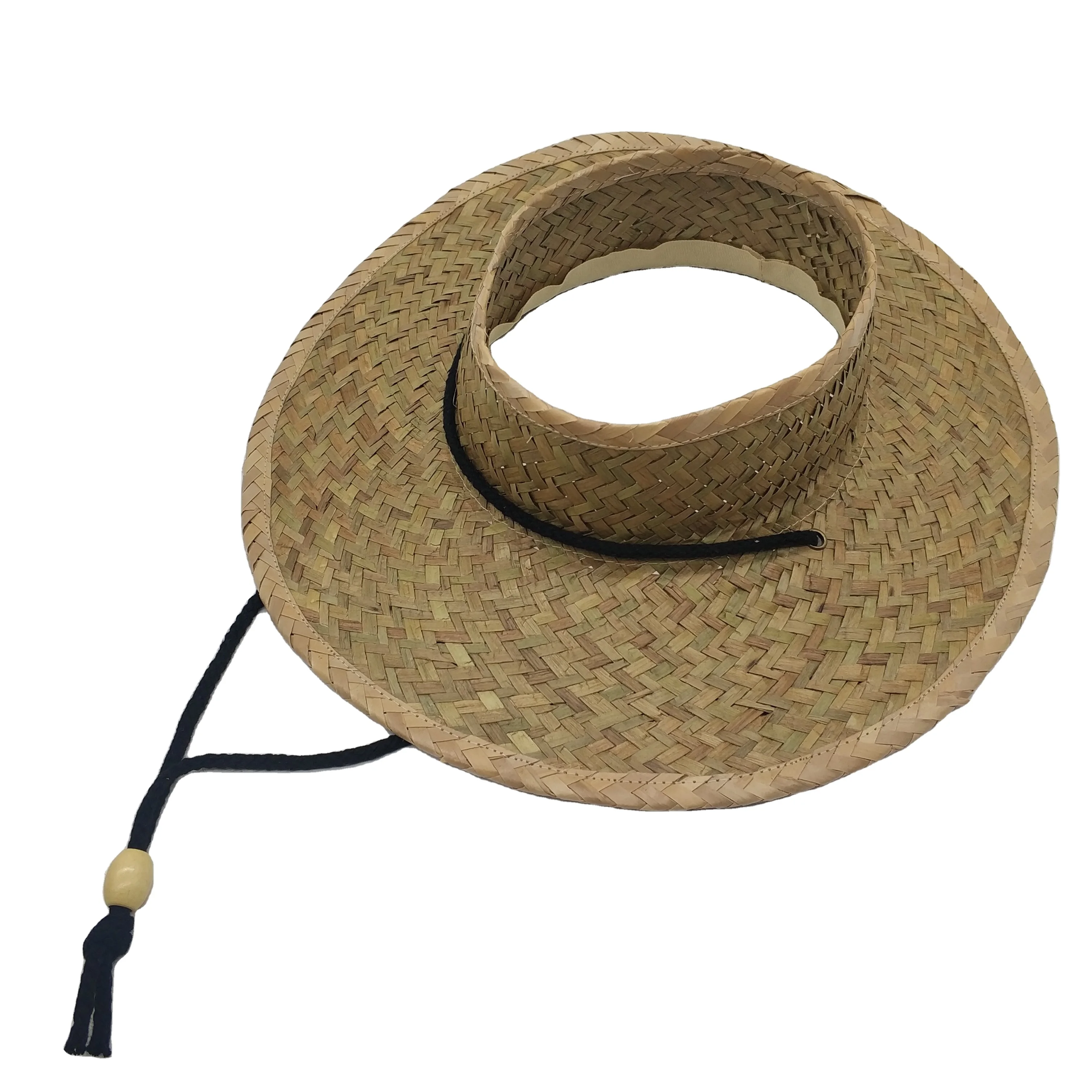 Crochet Hand Knitting Round Brim Straw Visor Hawaiian Crownless Sun Hat