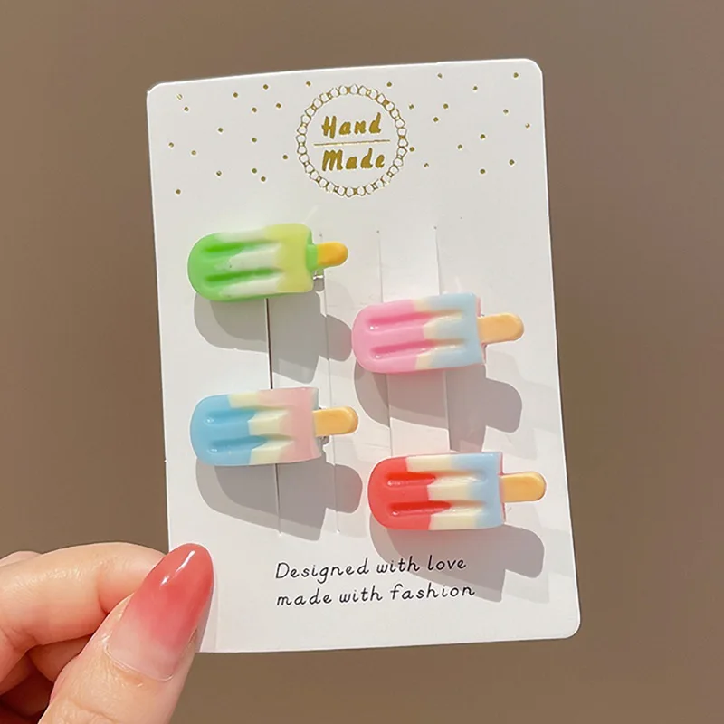 2024 New Ice Cream Hairpins Cute Children Summer Hairpin Hair Trim Clips Side Bangs Clips For lady