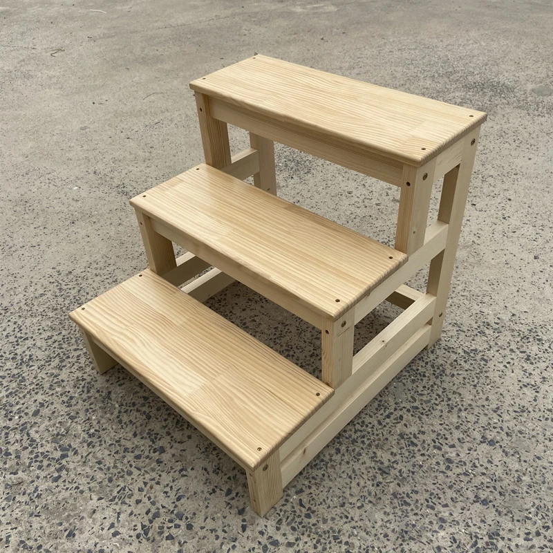 Customized Solid Wood Non-Slip Mat Bamboo Step Stool Wooden Toilet Stool Kids Step Stool