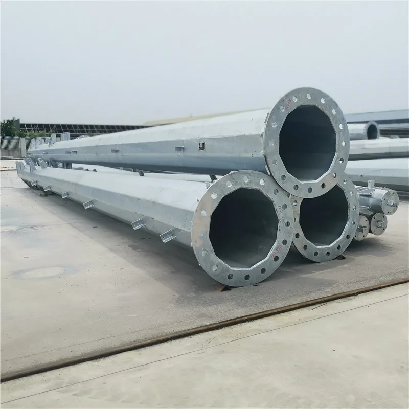 Hot Dip Galvanized Steel Electric Pole , OEM Power Distribution Poles