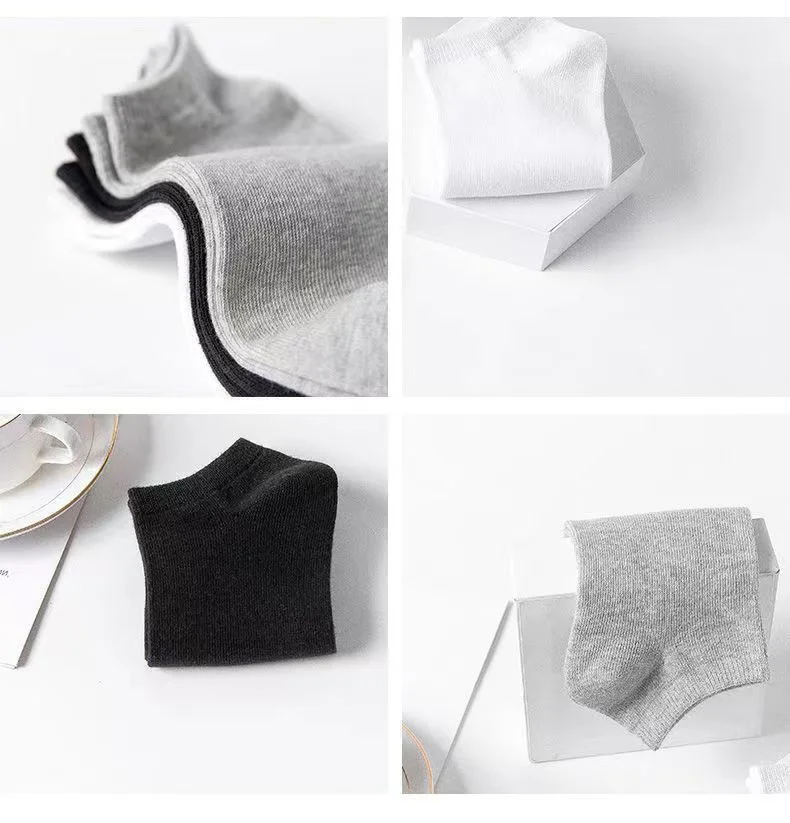 Wholesale men and women summer black white gray low tube breathable socks business no show socks