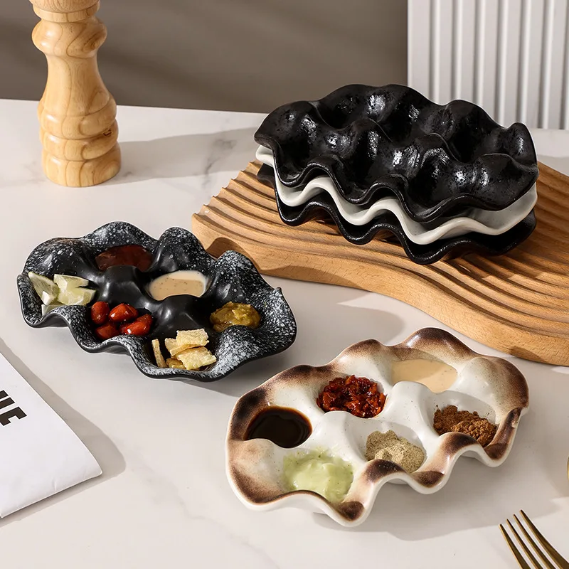 Creative Irregular Design Ceramic Sauce Dishes Dipping Bowls Serving Dishes for Dip,Ketchup,Mayonnaise,Salsa and Tartar