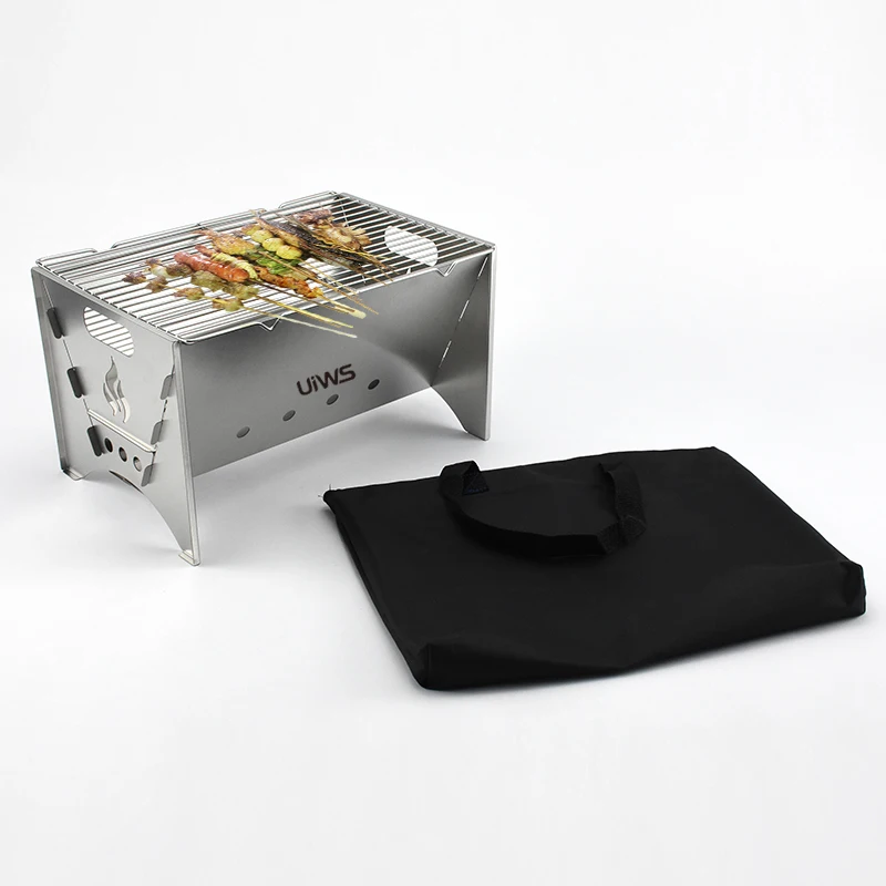 Removable outdoor picnic stainless steel charcoal bbq grill square large capacity charcoal barbecue grill