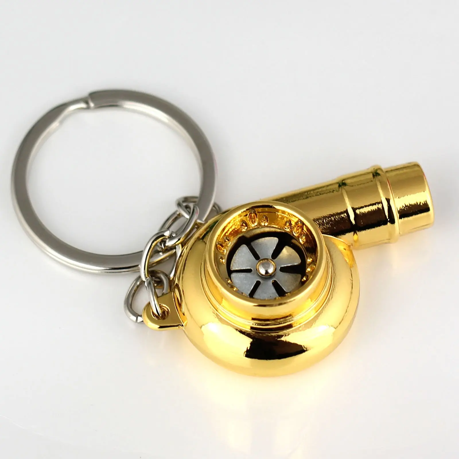 Lilangda Whistle Sound Turbo Keychains Spinning Turbine Turbocharger 3D Car KeyChain Gold Turbine Keychain