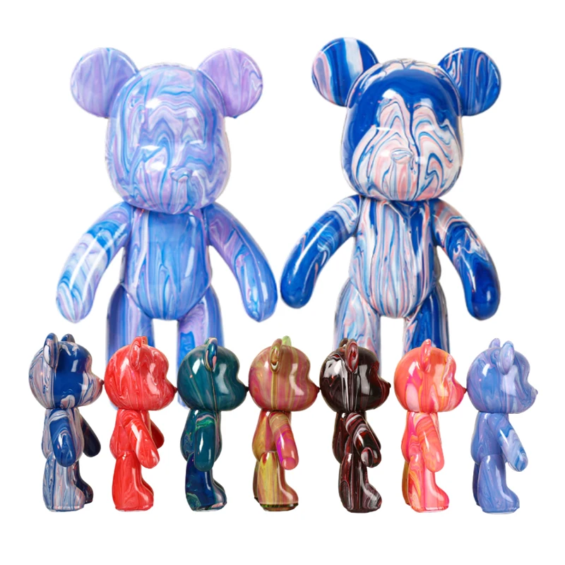 Custom White Resin Kit Bear Paint Sculpture DIY Embryo Paint Fluid Folk Art Statue Model Bear Toy in Animal Color Box