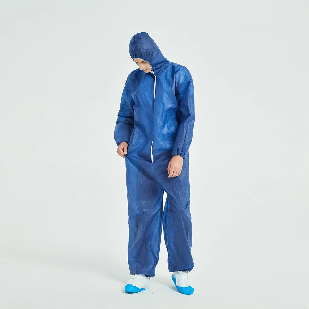 Food Industry PPE OEM Service Sanitary Work Clothes Coverall Disposable Coverall Suit with Hood and