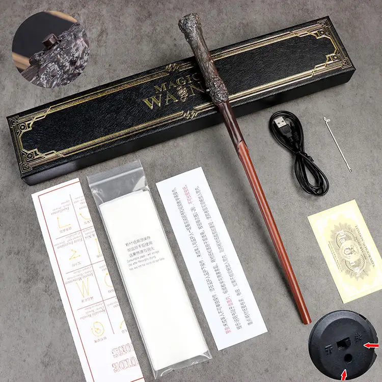 Custom Harry Wizard Cosplay Shoots Fire Magic Wand Fire Magic Potter Wizard Wand With Gift Box Packing