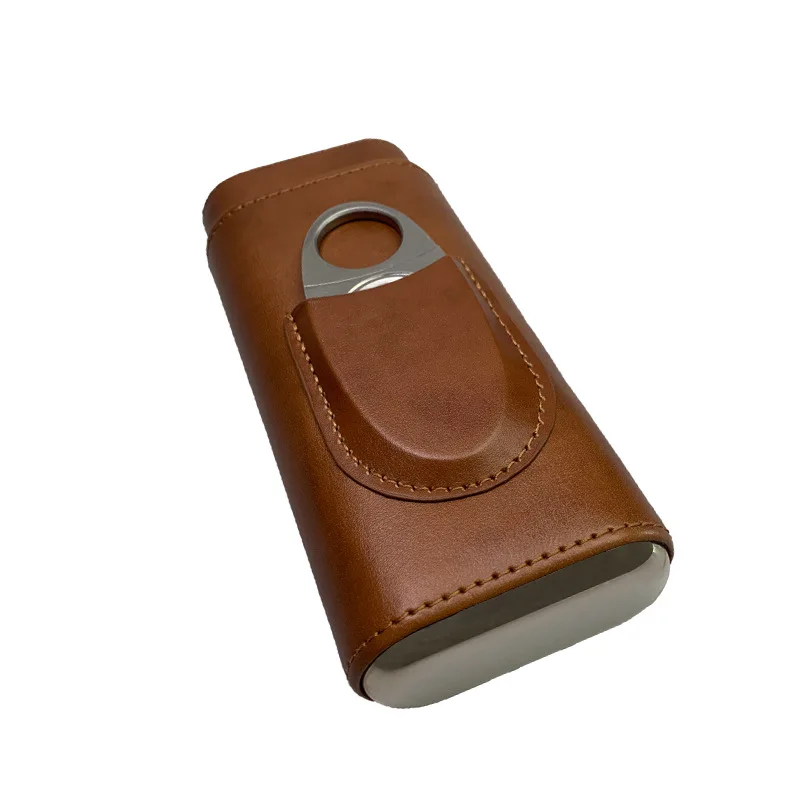 Personalized Custom Cedar Lining Humidor Travel PU Leather Cigar Case  Portable Travel Cigar Humidor With Cigar Cutter  Men Gift