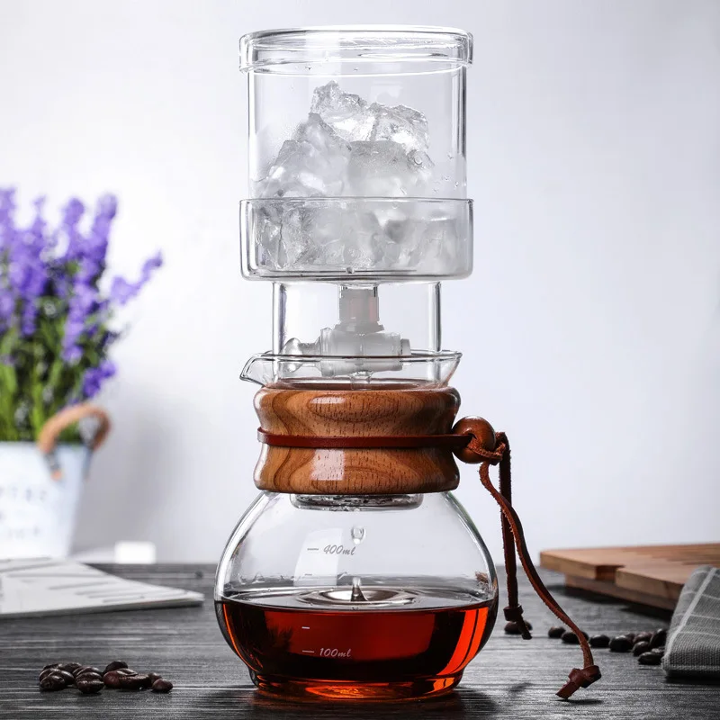 New Design Pour Over Ice Drip Coffee Maker Handmade Glass Brew Drip Coffee Maker Household Coffee Maker Portable Cold Brew Pot