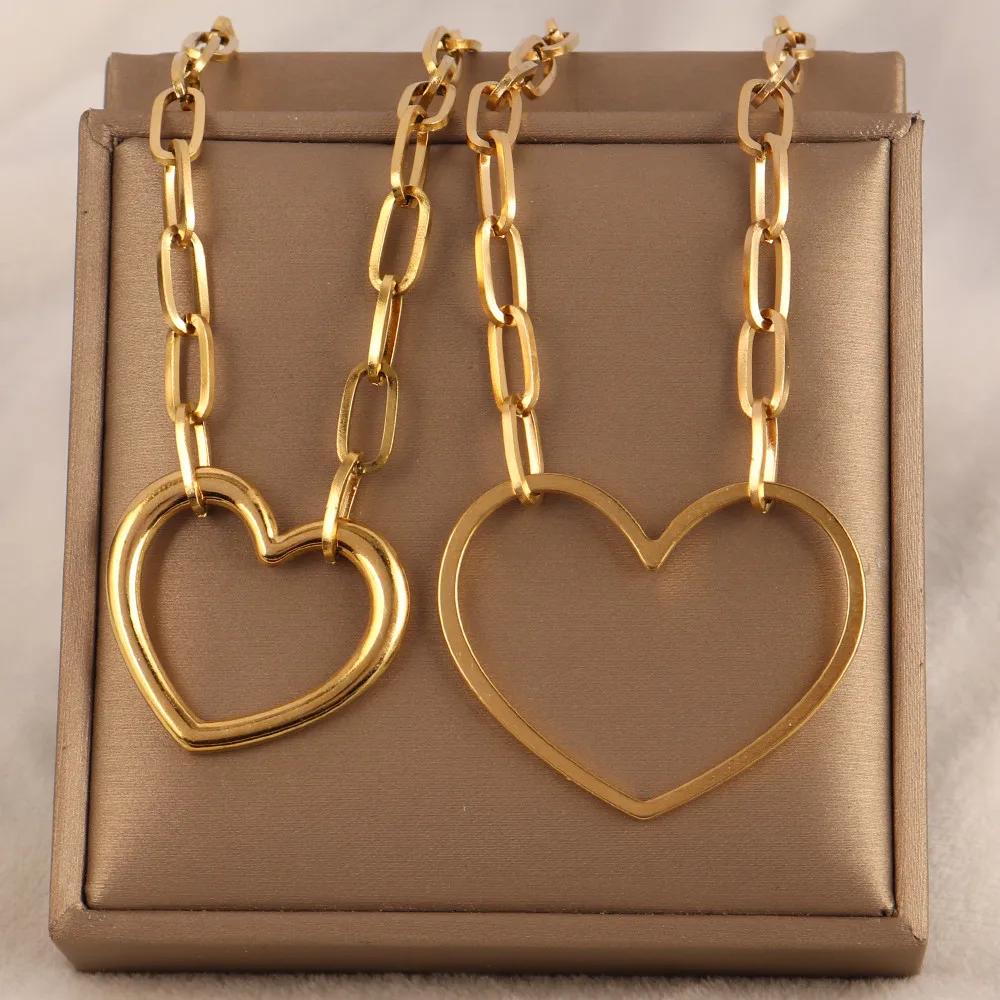 316L Stainless Steel Necklace For Women Choker Heart Clavicle Chain Necklaces Charm Heart Pendant Necklace Jewelry