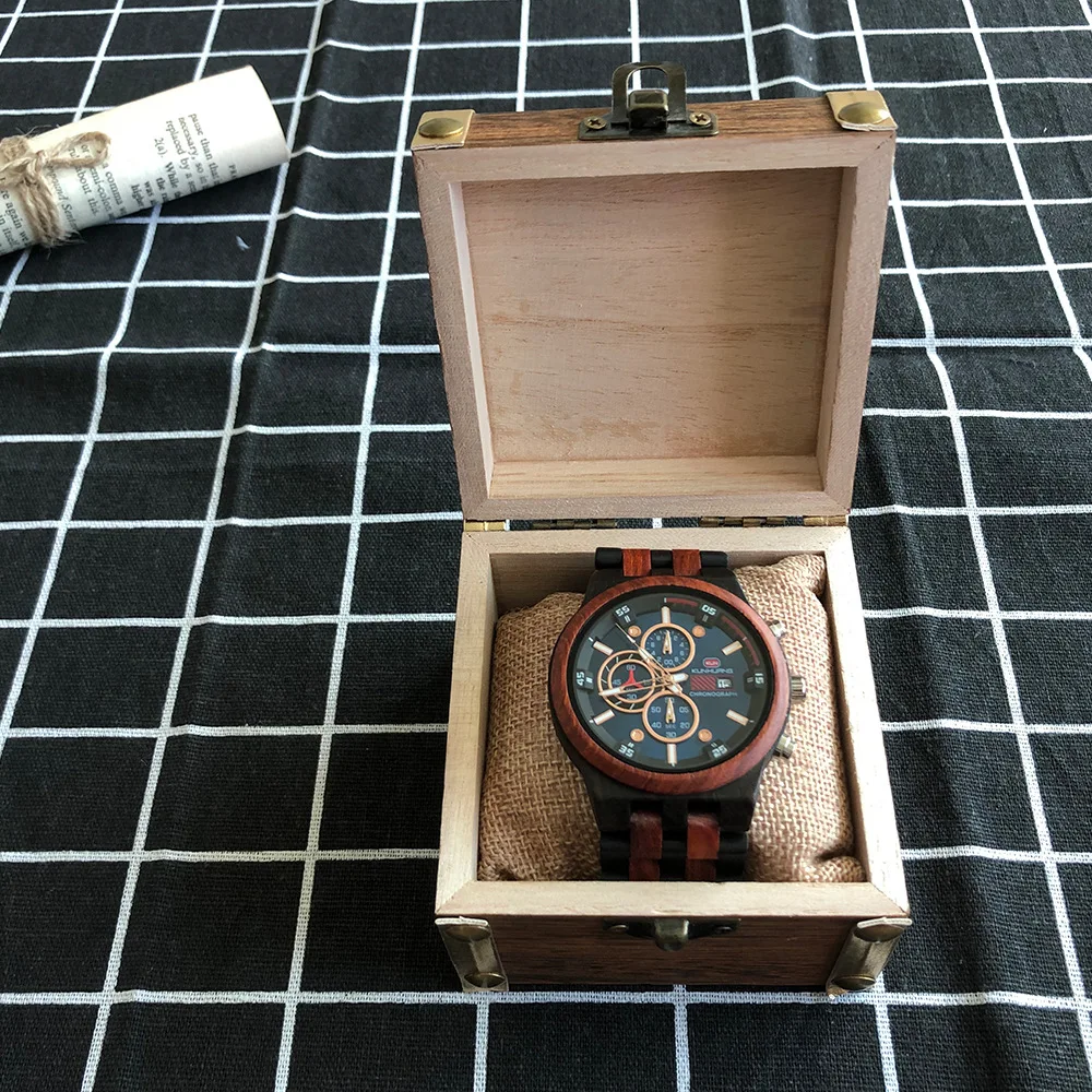 Custom logo Luxury square Bamboo Wooden case Watch Packaging Box for Smart Watch