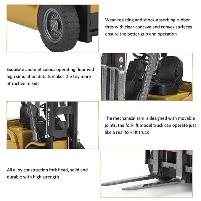 New 1/50 Alloy Engineering Car Toys Diecast Forklift For Huina 1717 Forklift Model Toy Children Birthday Gifts Toys