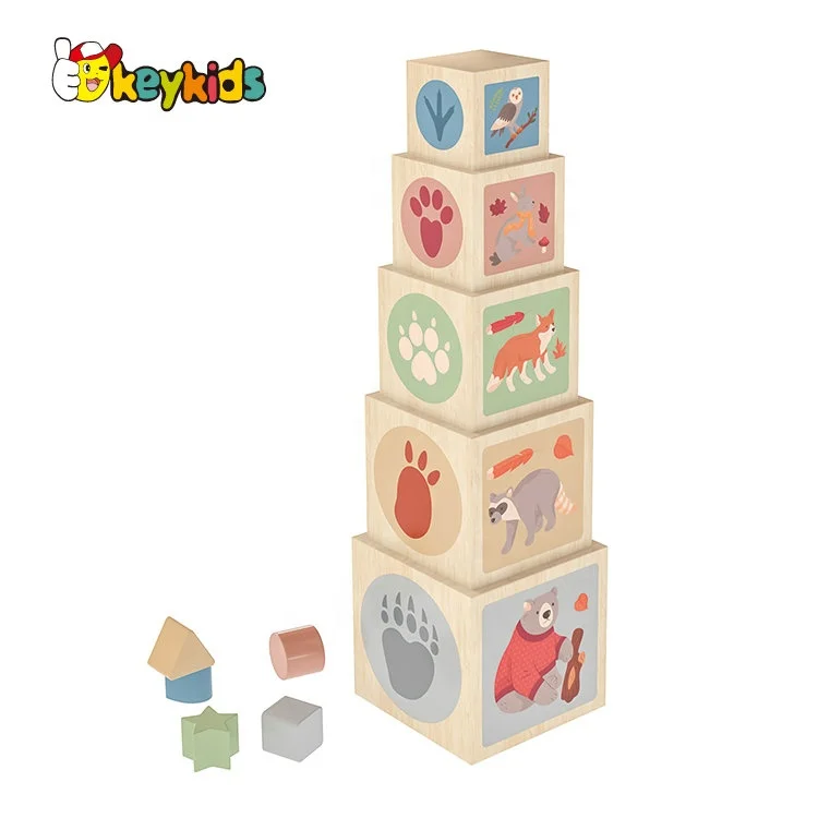 Одежда для детей дошкольного возраста подарок Монтессори Развивающие деревянные игрушки штабелирования и гнездовые кубики