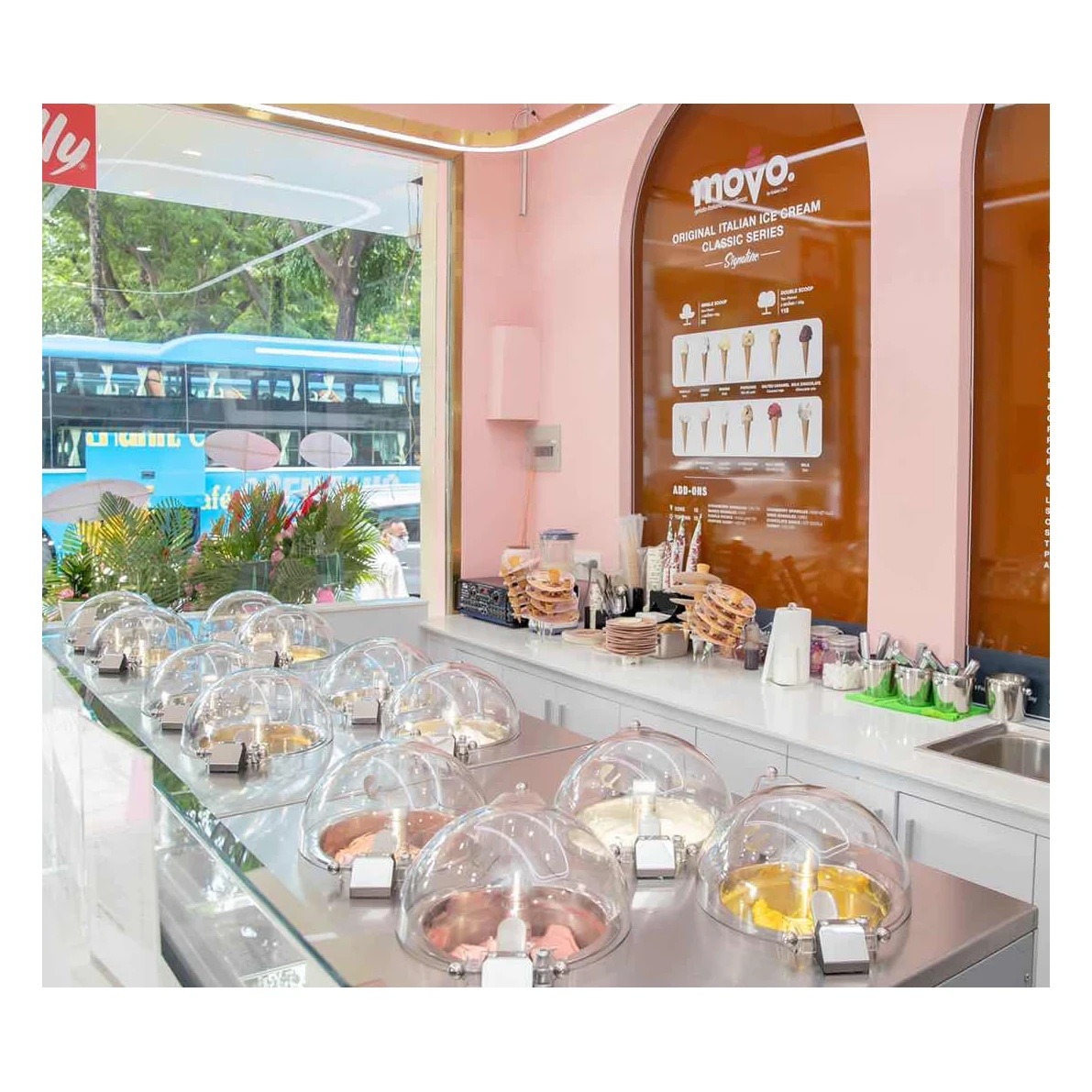 Displayable All in One NSF CE Hard Ice Cream Maker Batch Freezer Churning Galaxy V4 Flavor Front Bar Gelato Ice Cream Machine