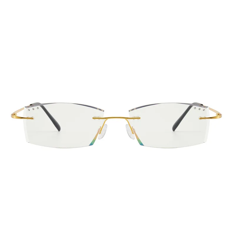 Photochromic Rimless Ultra Light Titanium Frame Anti Blue Light Blocking UV400 Protection Computer Optical Glasses