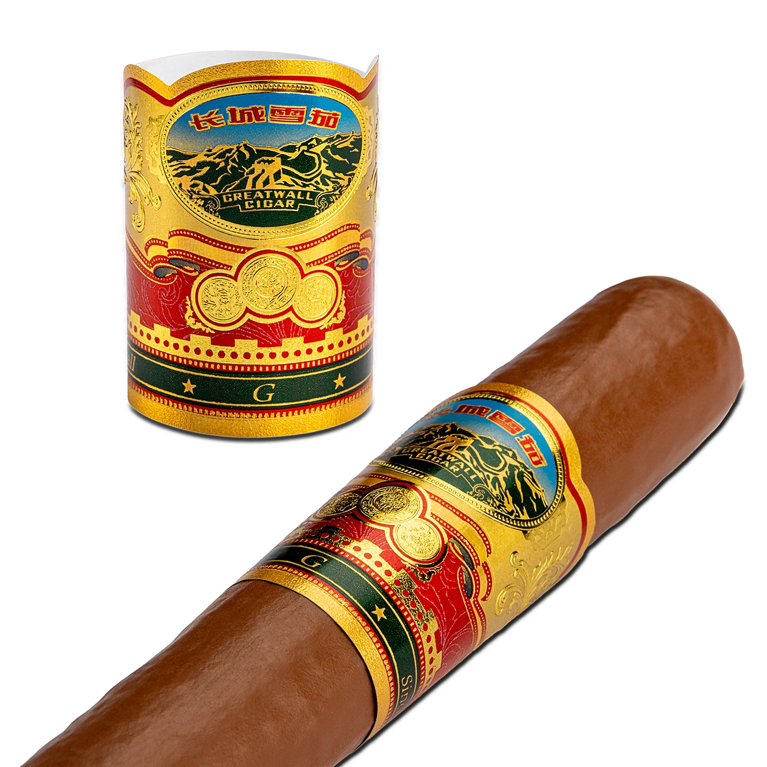 Profession Customized Logo Gold Foil  Packaging Cigar Band Label Green Sticker Custom Cigar Bands Ring Labels For Cigar