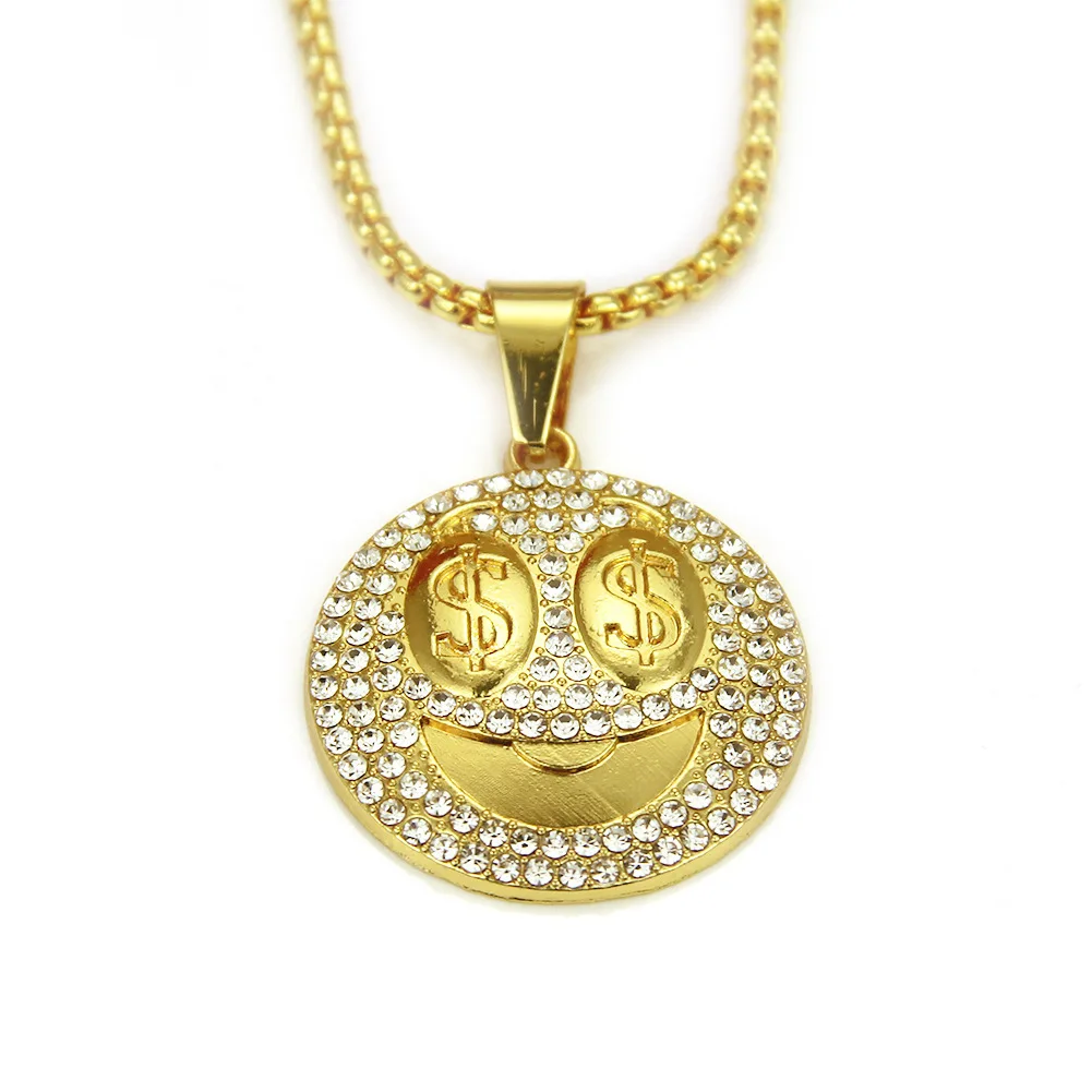 Hip Hop Diamond Dollar Sign Pendant Necklace for Men