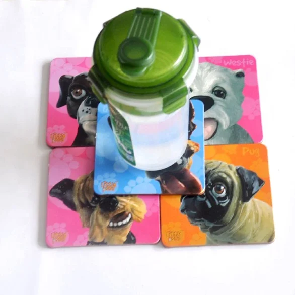 OEM My family pet dog photo printing drink cup coaster, wooden cork tea coaster printing your own pictures