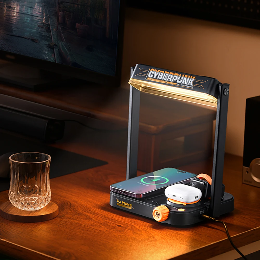 Умный современный DC 3 в 1 автоматический таймер небольшой портативный складной регулируемый Цвет температуры Светодиодная настольная лампа для кровати с беспроводным зарядным устройством