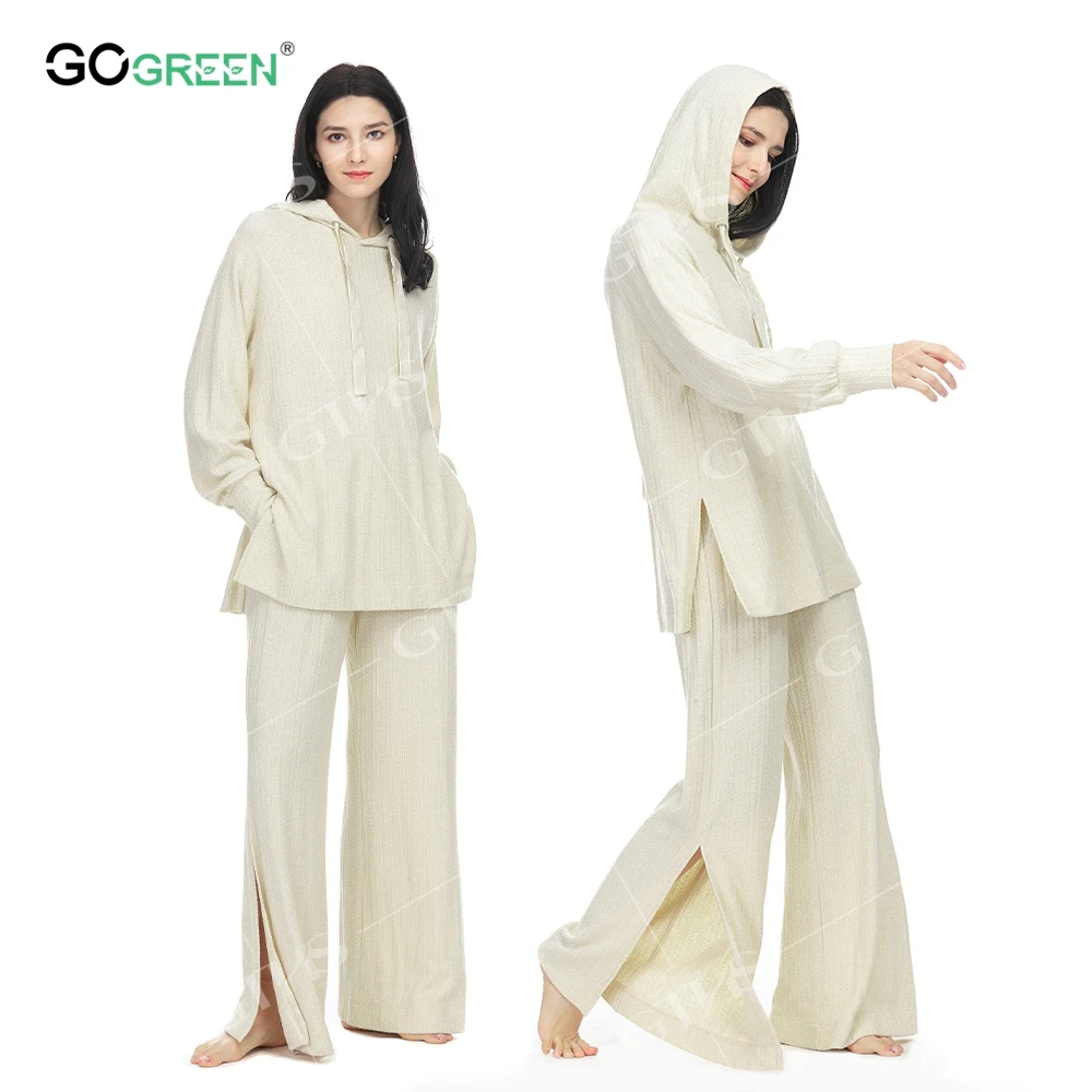 For Home Life New Style Long Sleeve Viscose Satin Homefitness Cotton Pajama