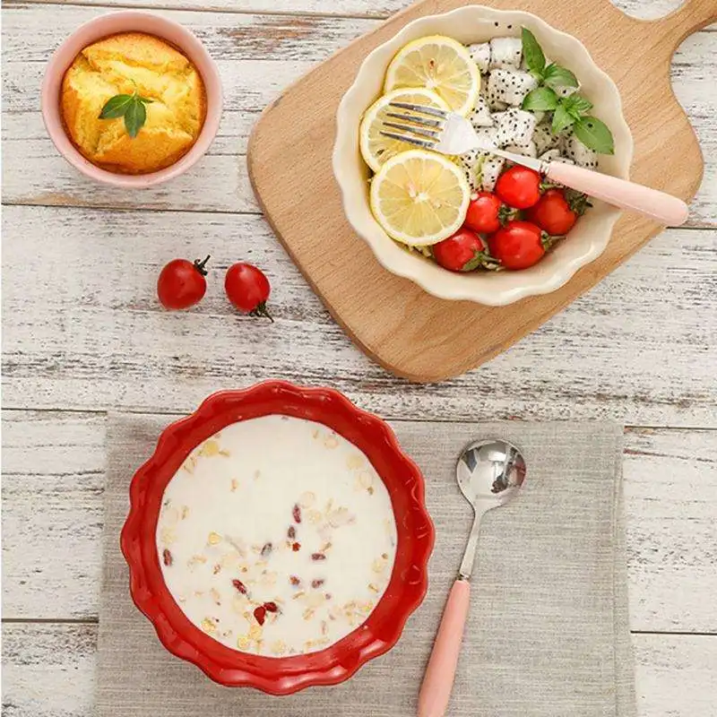 Polka Dot Fruit Salad Dessert Cereal Breakfast Bowl Creative Ceramic Tableware Dinner Set