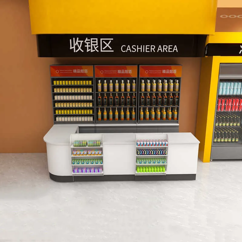 Meicheng Modern Boutique Shop Counter Design Convenience Retail Store Supermarket Pos Cash Checkout Counters