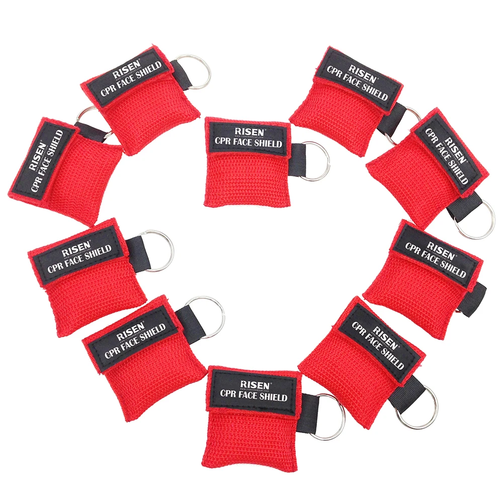 Mini Cpr Emergency Face Shield with One-way Valve Breathing Accept Custom logo CPR Mask Key chain shields key ring