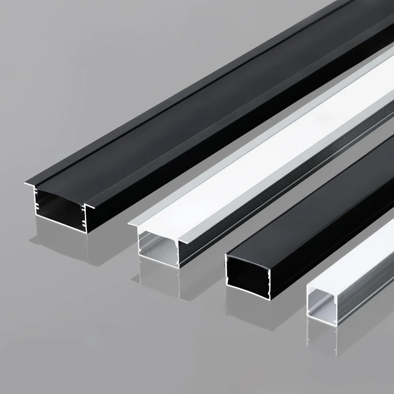 new arrival surface mounted  U-shaped aluminum led profile led strip black linear lighting groove for Cabinet hard strip light