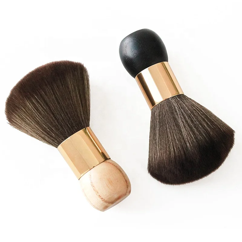 
Hair Cutting Round Neck Beard Duster Brush Wooden Handle Barber Poweder Cosmetic Brush 