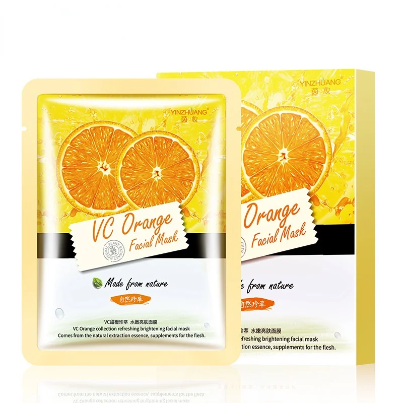 Boxed Strawberry Mango Orange Lemon Coconut Fruit Moisturizing Silk Facial Mask Cosmetic