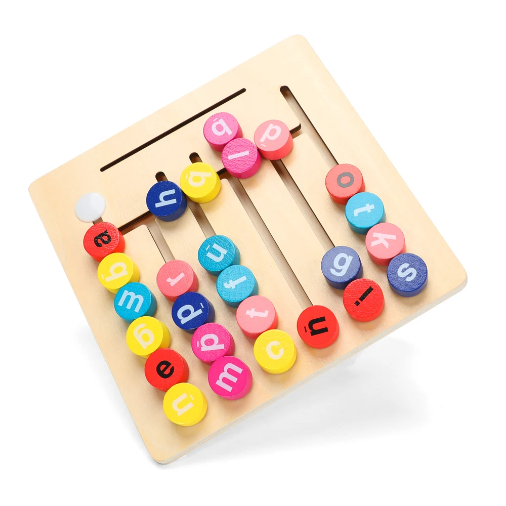 montessori toys education Logical Thinking Eco-friendly Wooden Maze Toy Spelling English Intelligence Teaching Toy for kids