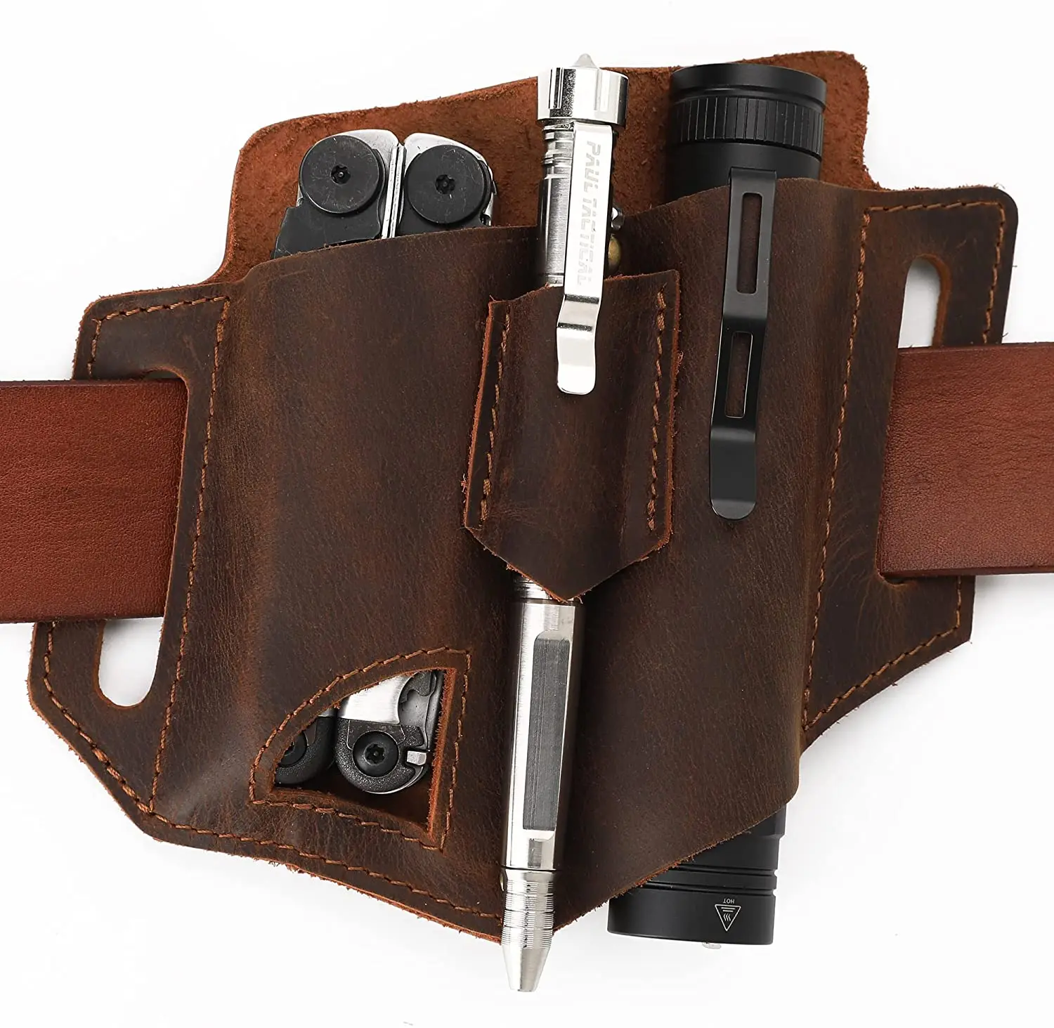 2024 Brand Designer Multi Tools Organizer Custom Logo Genuine Leather Multitool Sheath with Key Holder