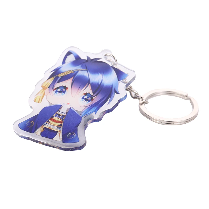 NO MOQ printed transparent shiny glitter clear acrylic custom keychain with anime