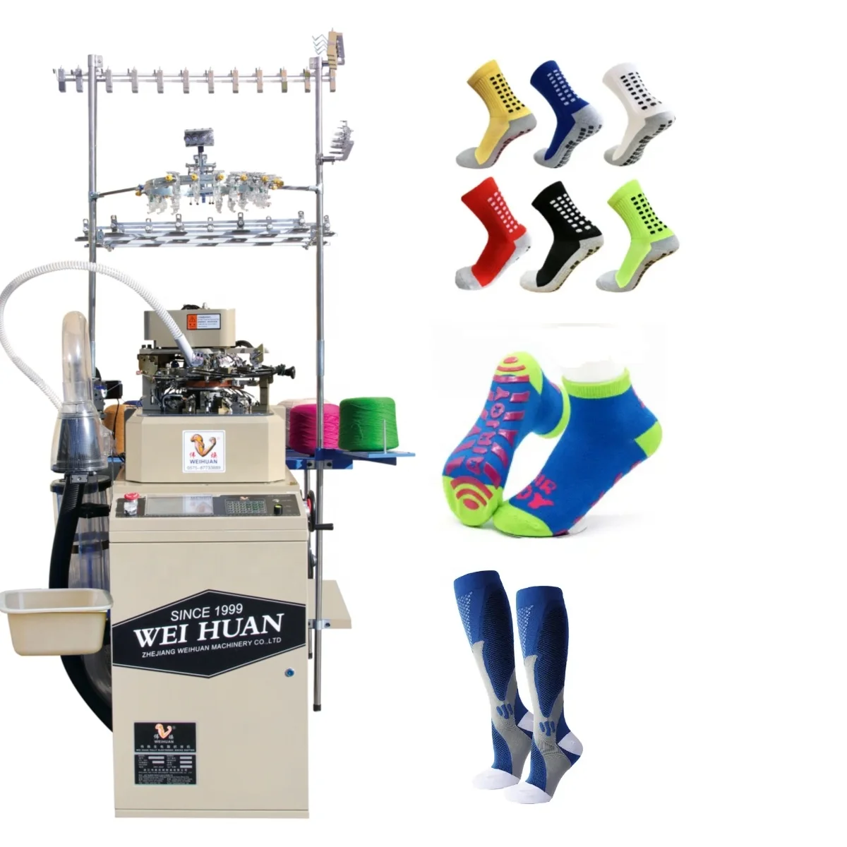 WEIHUAN WH615F Full Automatic Flat and Terry Socks Knitting Machine