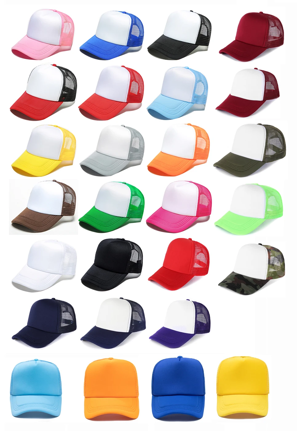 Trucker Cap Heat Transfer Caps and Hats Cheap Advertising Custom 100% Polyester Men Baseball Cap Breathable & Waterproof Plain