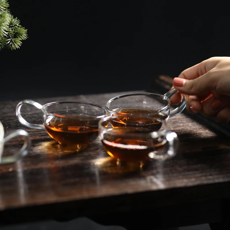 Three legged glass cups tea cup set OEM custom logo Chinese teacup high borosilicate glass drink cups