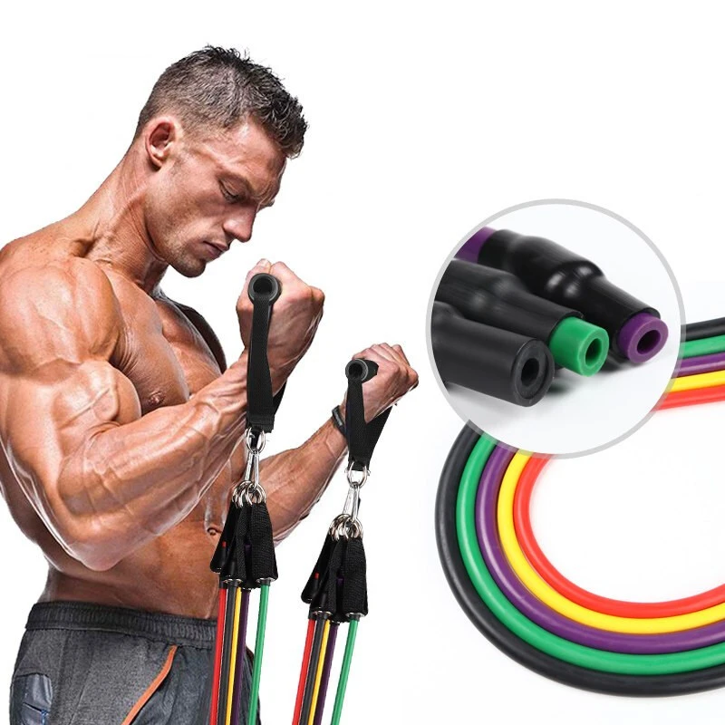 
Customize 11pc printed bande elastiche latex bandass elastic bungee resistance band fitness with bag 