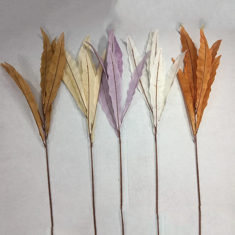 Colorful solid color phoenix nest leaf wedding decoration plants flower autumn replicated artificial leaves