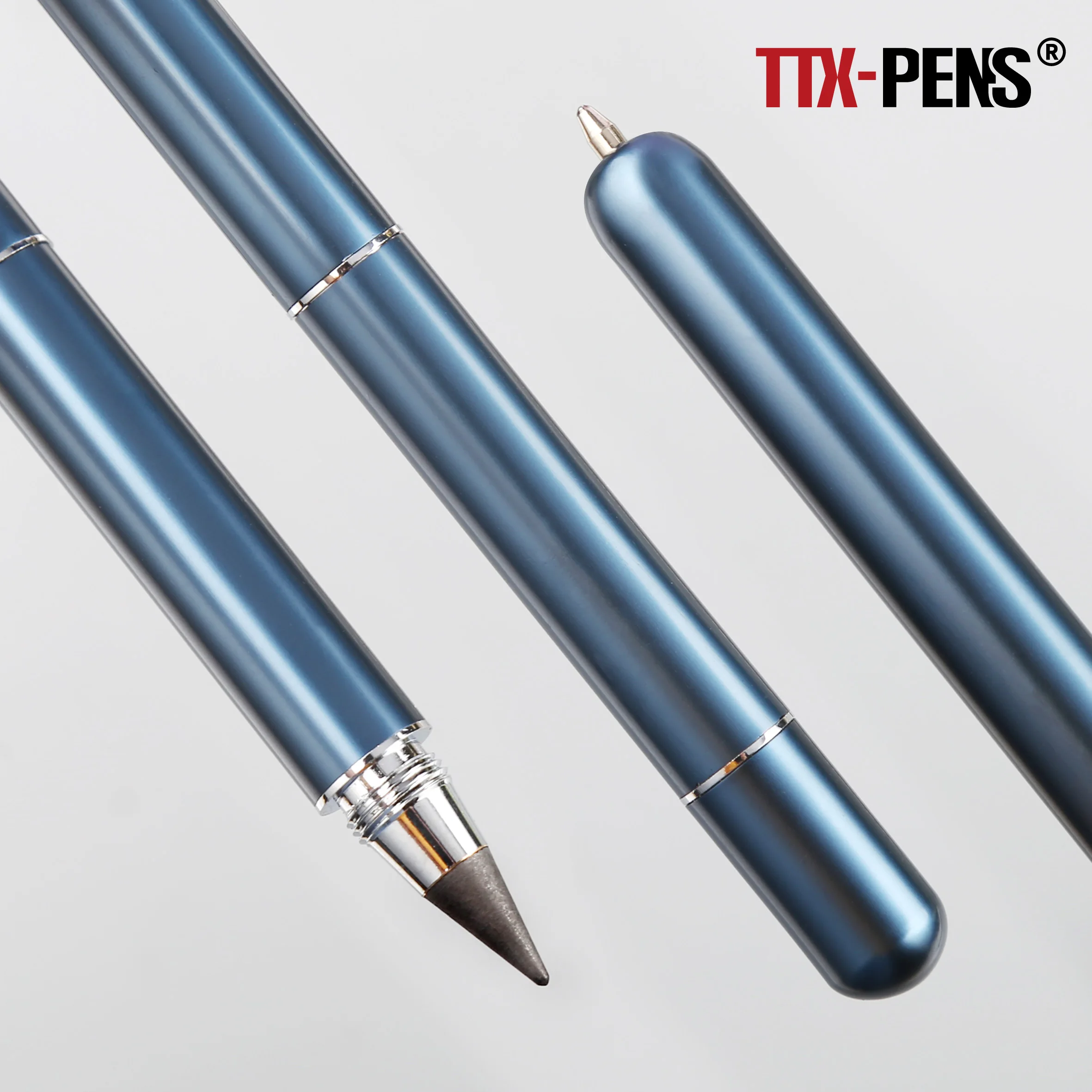 TTX 2 In 1 Writing Pen Custom Logo Pencil Metal Endless Non Sharpening Infinite Pencil And Ball Pen
