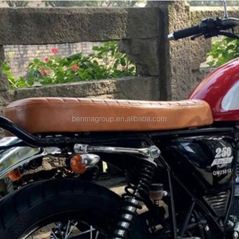 Big Cafe Racer Brown Black Pu Leather Flat Motorcycle Seat
