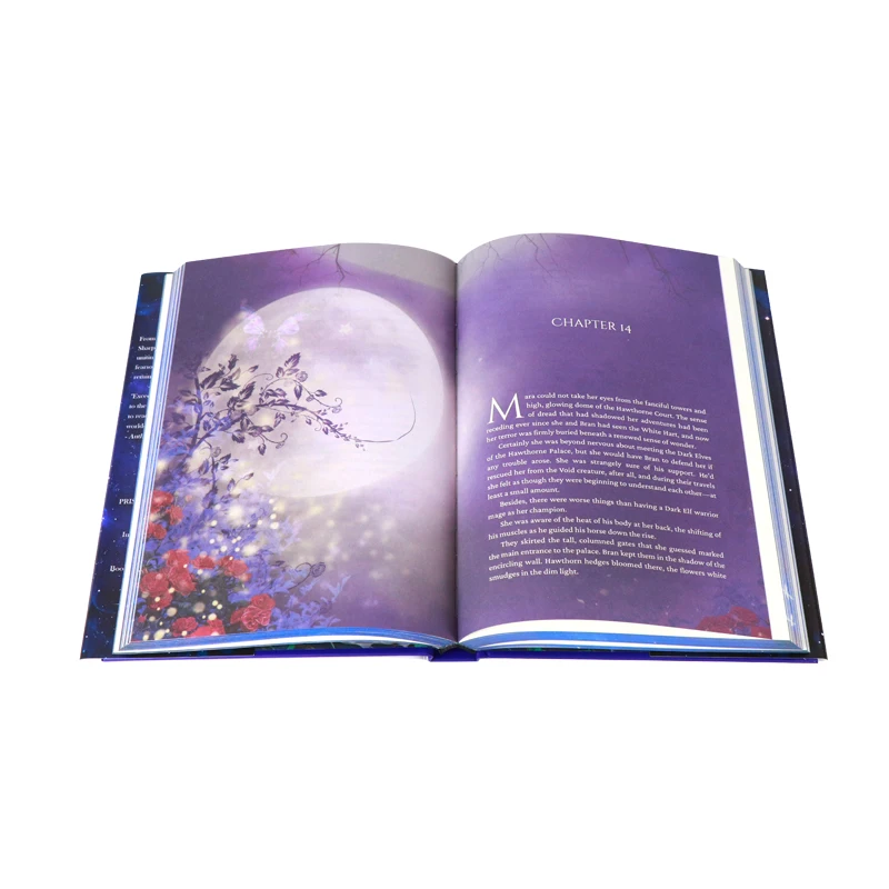 Custom Romance Novel with Full Color Illustration Pages Foil Hardcover Book Printing Sprayed Edges and Dust Jackets