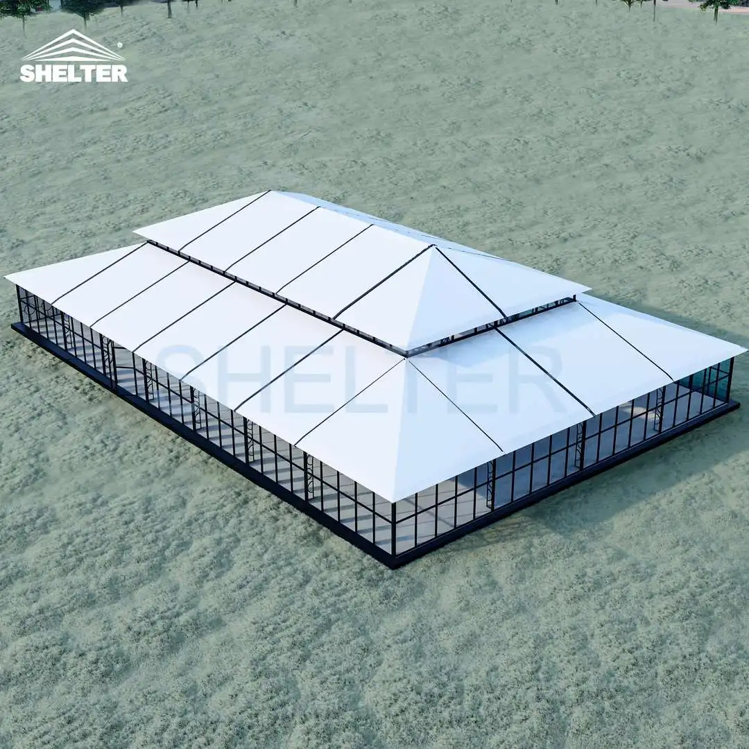 Outdoor Venue Atrium Tent Orangerie Mariage House Black Frame Glass Tents For Events Wedding Marquee Tent