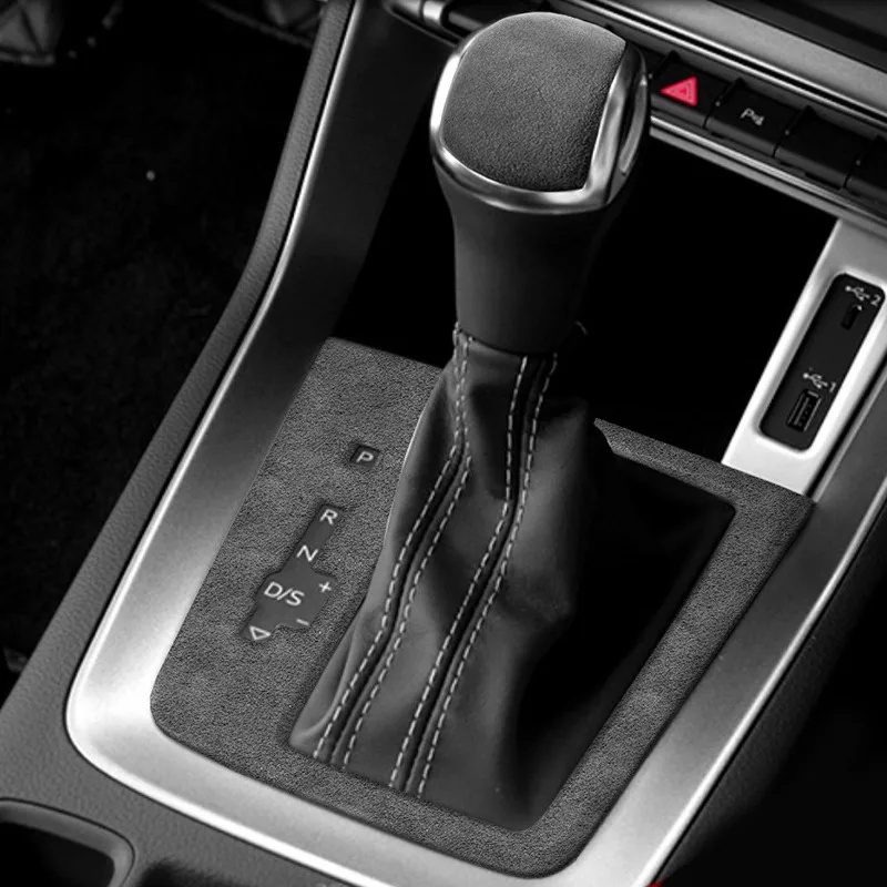 Ushilife ALCAN TARA car gear shift knob cover steering wheel handle cover central console panel cover set for Audi Q3 2019-2023