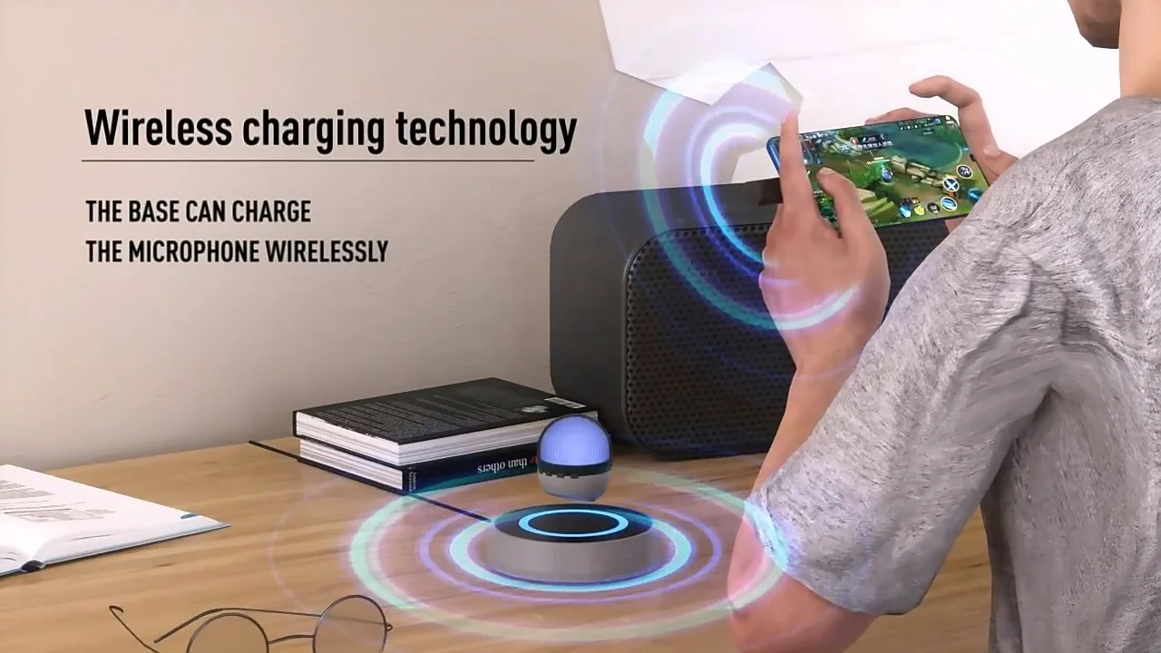 Magnetic levitation microphone professional anchor e-sports studio mic with mixer Suspended wireless charging maglev microphone