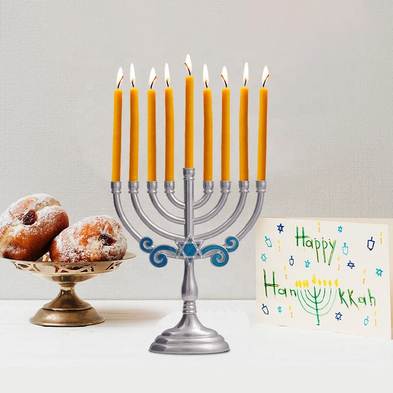 Duotone Brass Antique Candelabra 9 Candle Holder for Wedding Dinning Table Decoration Christmas Decorated Menorah Candle Stand