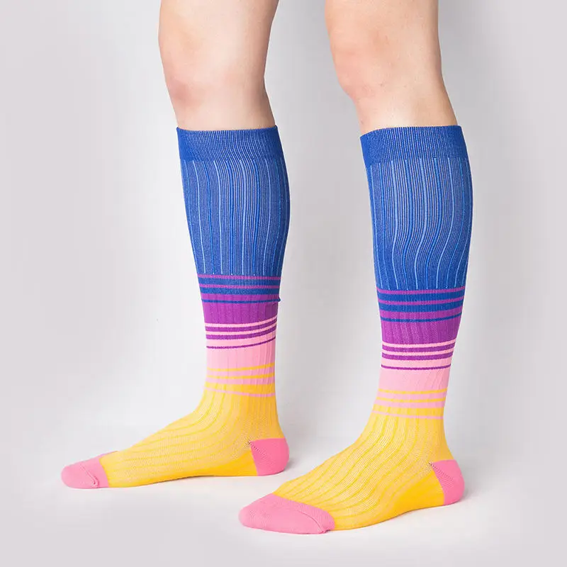 Breathable Colorful Sport Running Varicose Veins Compression Stockings Nurse Compression Socks 15-20 Mmhg
