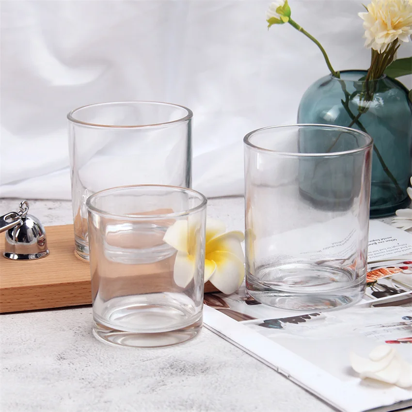Factory Wholesale Cheap Custom Logo Clear Transparent Candle Jars Glass Candle Holder
