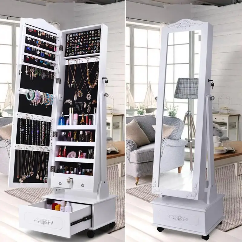 Bedroom Furniture New Design Full Length Jewelry Cabinet with Mirror High Quality Wooden Home Furniture Customized Logo Modern